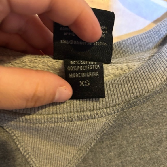 Slytherin Harry Potter Universal Studios Oversized Crewneck Gray Sweater XS - Picture 3 of 8